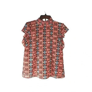 THML  Women's Multicolor  Flutter  Sleeve Colorful Top sz Large